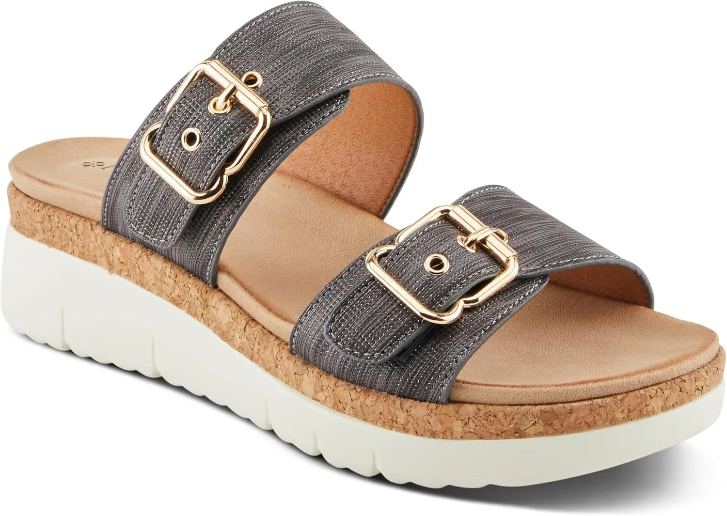PATRIZIA Women's VELVETTE Two-Strap Buckle Slide Sandals