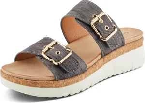 PATRIZIA Women's VELVETTE Two-Strap Buckle Slide Sandals