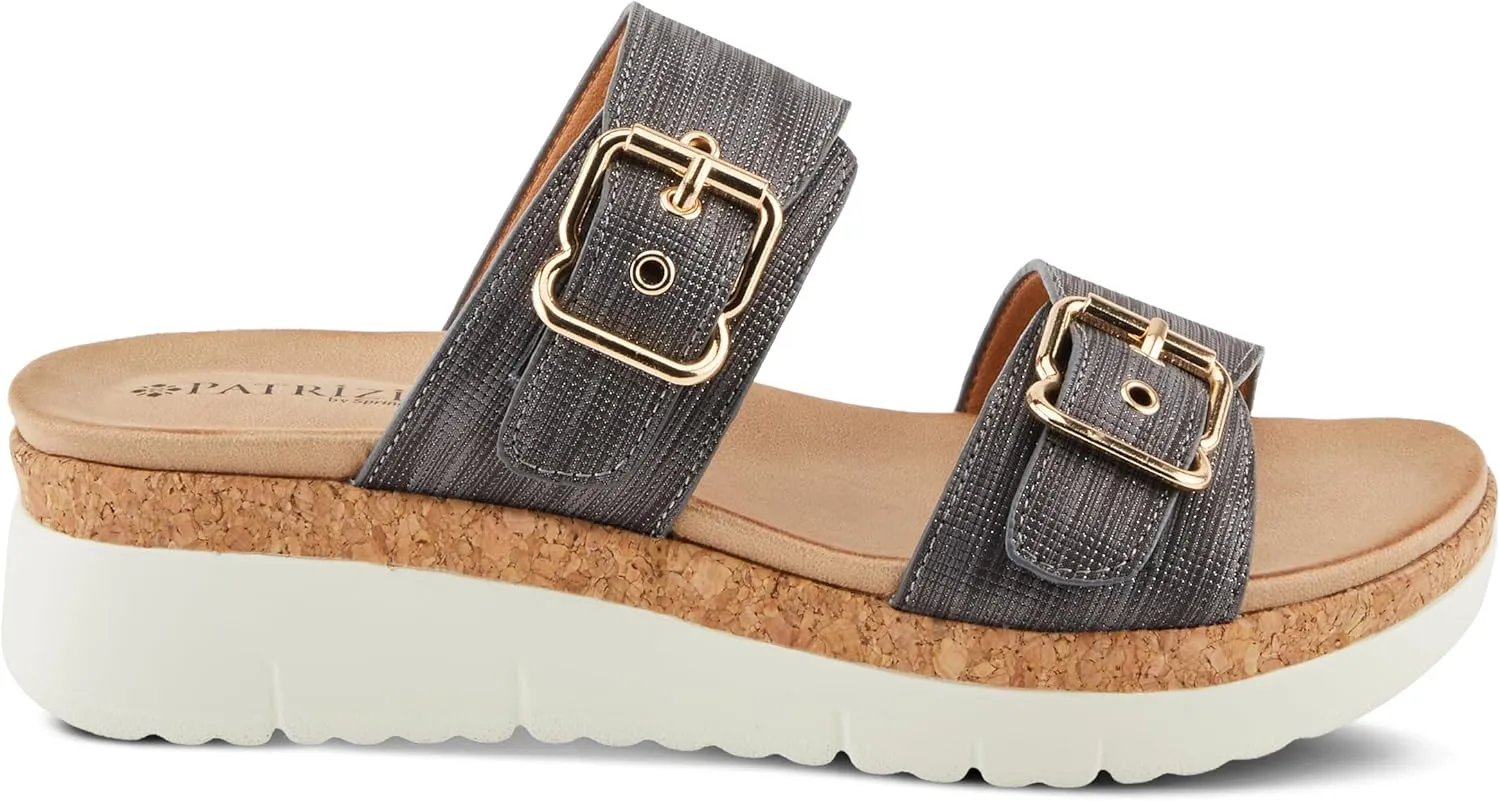 PATRIZIA Women's VELVETTE Two-Strap Buckle Slide Sandals