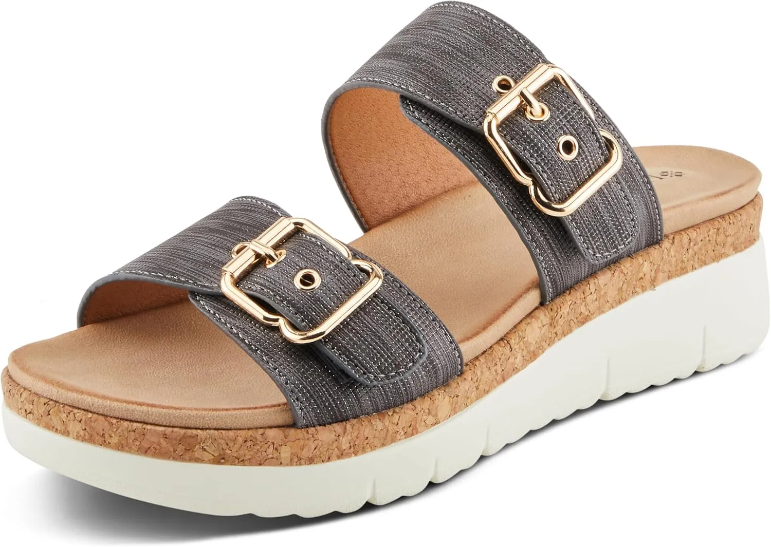 PATRIZIA Women's VELVETTE Two-Strap Buckle Slide Sandals