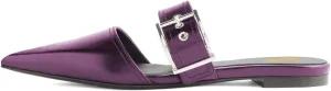 Pazzion Women Trendy Pointed Closed Toe Flats Mules with Adjustable Strap Buckles Slip On Backless Slides Slippers Comfy Leisure Dress Shoes Size 4-16 US