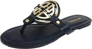 Pierre Dumas Women's Colored Flat Sandals 8.5 Limit-24 by PD Navy PU 6