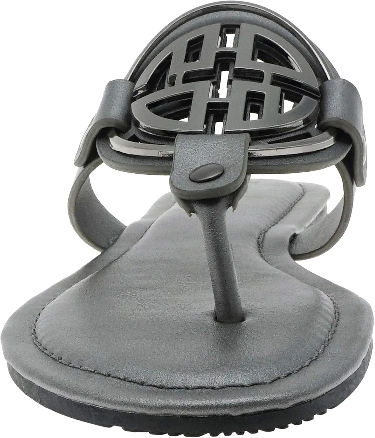 Pierre Dumas Women's Medallion Vegan Slide Thong Flip Flop Flat Sandal