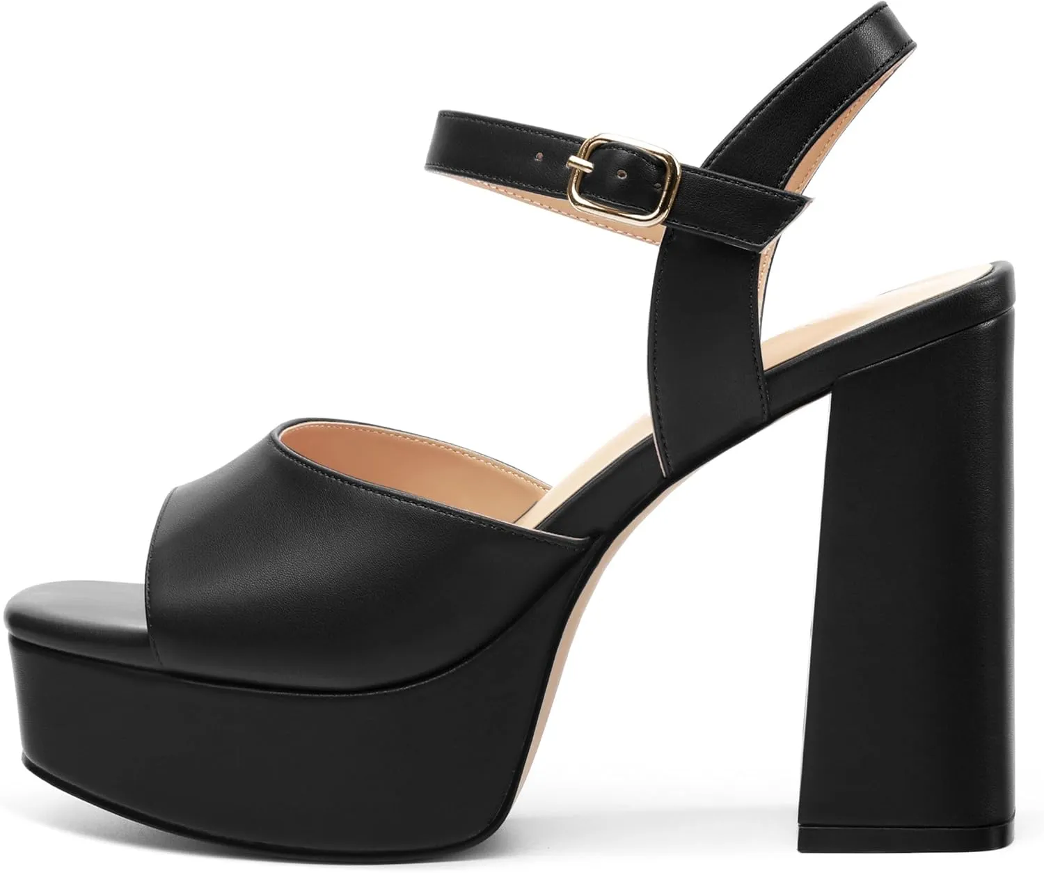 Platform Sandals High Heels for Women Comfortable Chunky Heel Square Open Toe Pumps with Adjustable Ankle Strap Women's Wedding Party Pumps