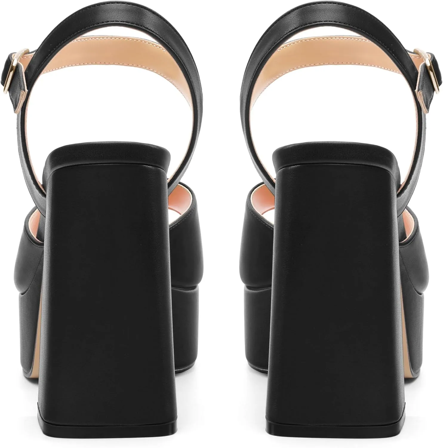 Platform Sandals High Heels for Women Comfortable Chunky Heel Square Open Toe Pumps with Adjustable Ankle Strap Women's Wedding Party Pumps