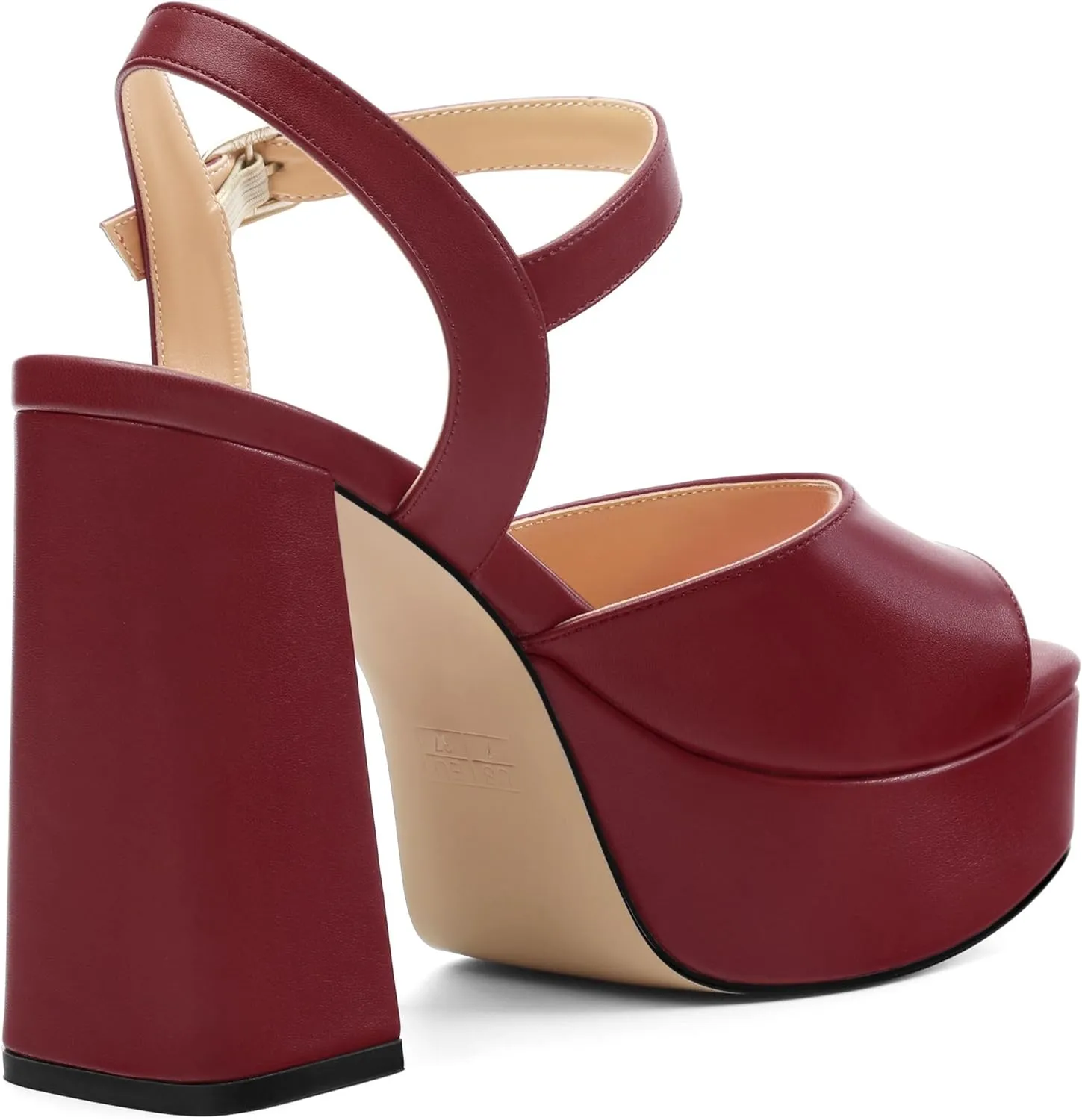 Platform Sandals High Heels for Women Comfortable Chunky Heel Square Open Toe Pumps with Adjustable Ankle Strap Women's Wedding Party Pumps