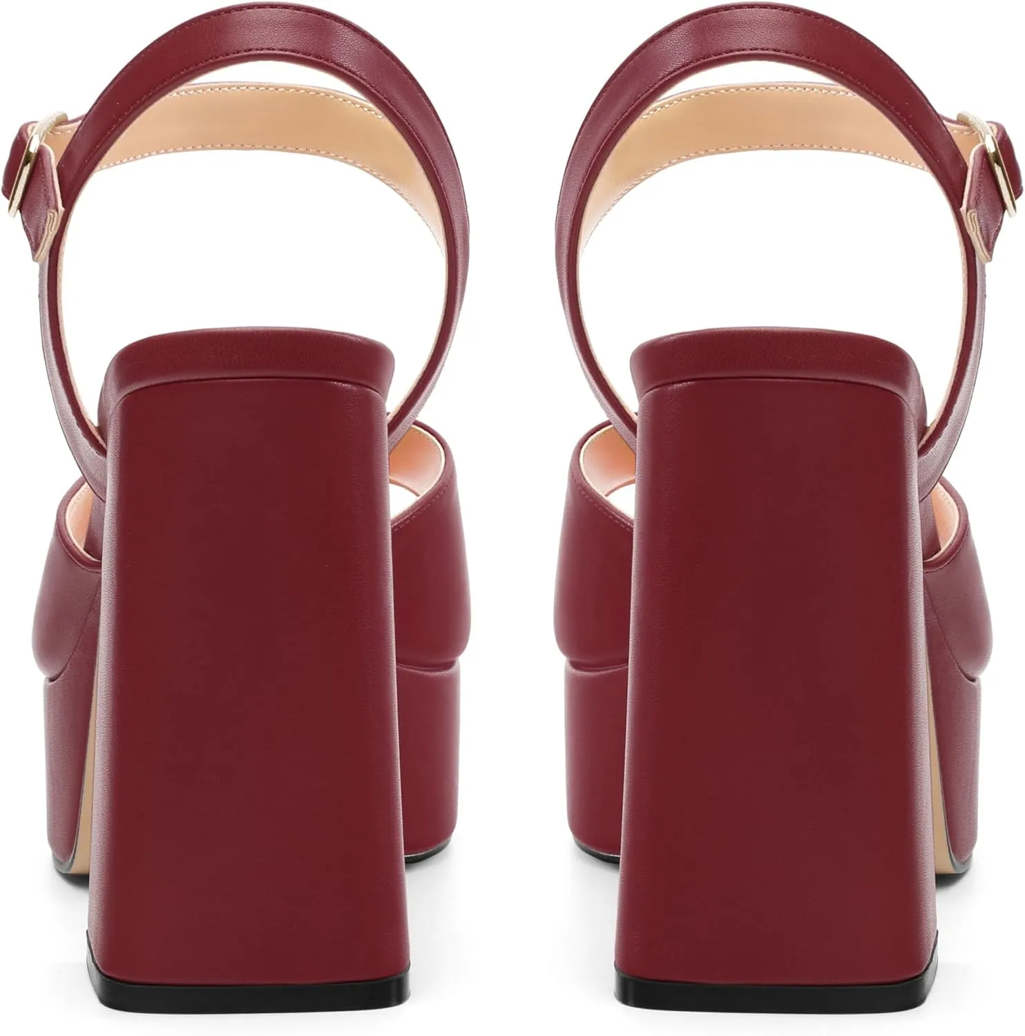 Platform Sandals High Heels for Women Comfortable Chunky Heel Square Open Toe Pumps with Adjustable Ankle Strap Women's Wedding Party Pumps