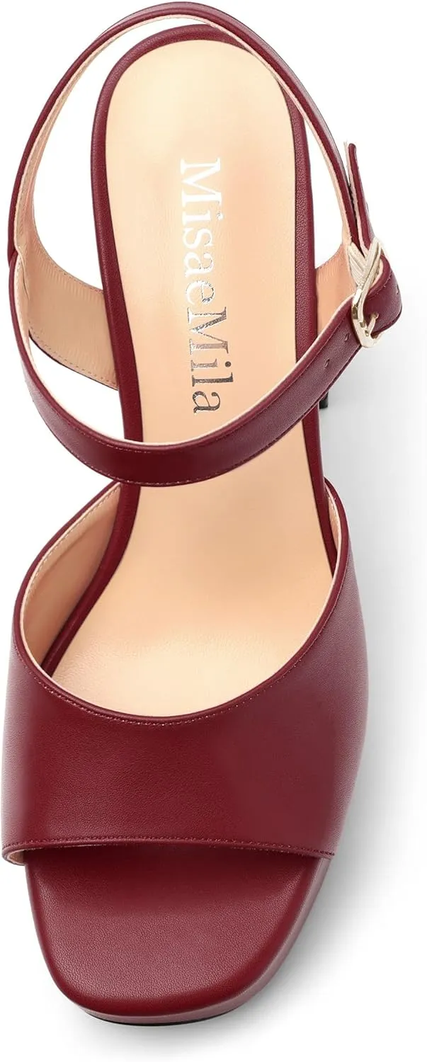 Platform Sandals High Heels for Women Comfortable Chunky Heel Square Open Toe Pumps with Adjustable Ankle Strap Women's Wedding Party Pumps