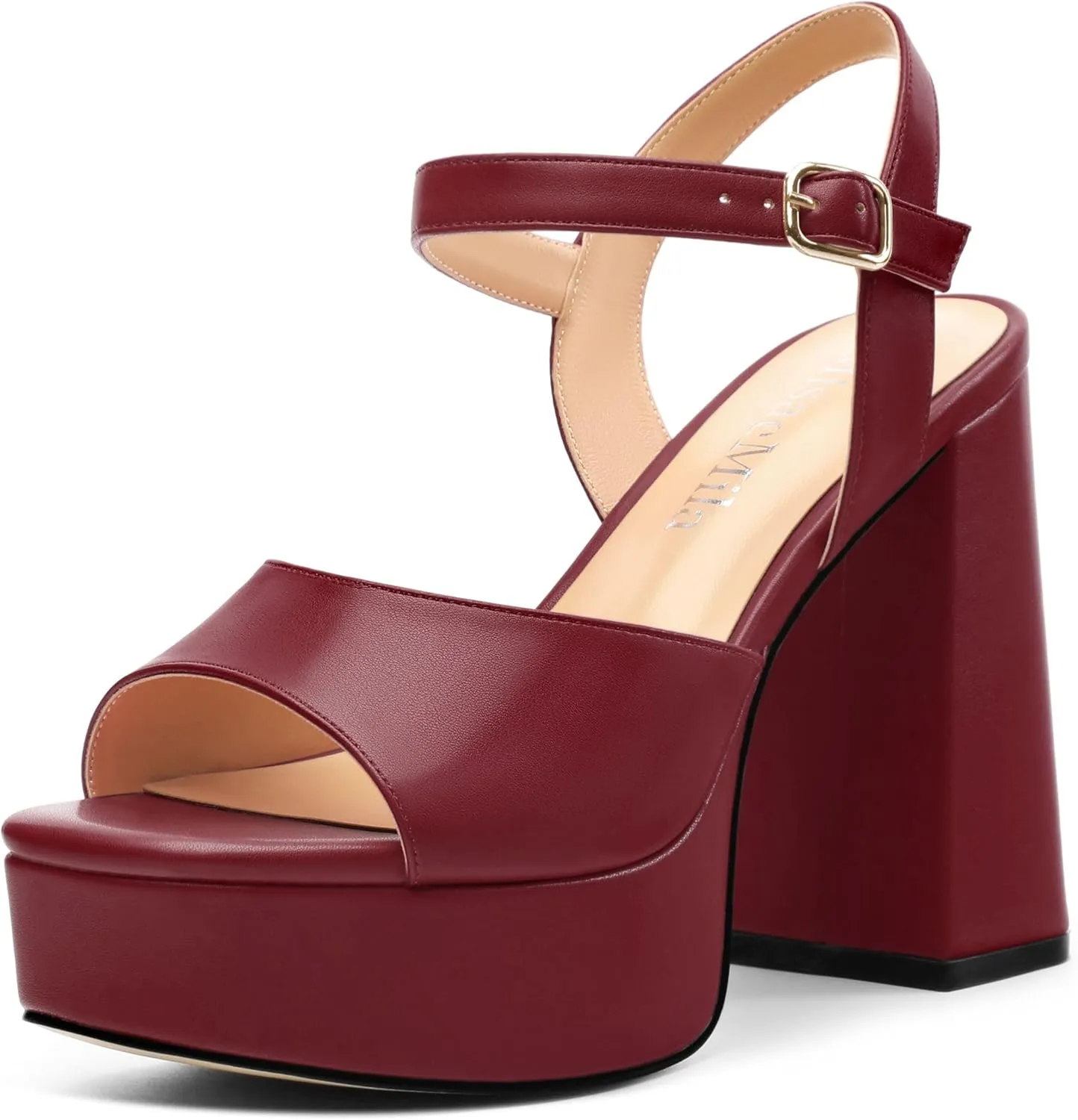 Platform Sandals High Heels for Women Comfortable Chunky Heel Square Open Toe Pumps with Adjustable Ankle Strap Women's Wedding Party Pumps
