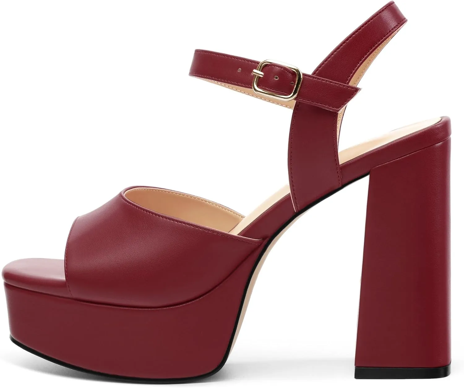Platform Sandals High Heels for Women Comfortable Chunky Heel Square Open Toe Pumps with Adjustable Ankle Strap Women's Wedding Party Pumps