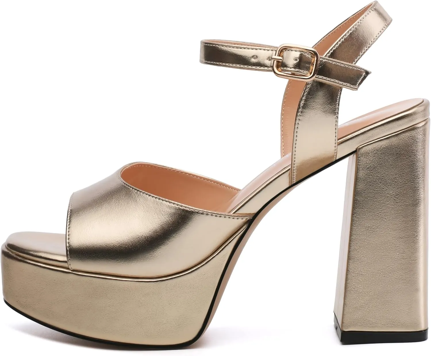Platform Sandals High Heels for Women Comfortable Chunky Heel Square Open Toe Pumps with Adjustable Ankle Strap Women's Wedding Party Pumps