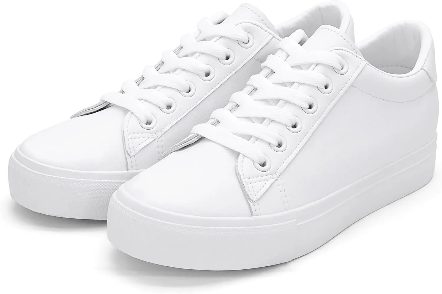Platform Sneakers for Women 2 Inches Height Boost Hidden Wedge Sneakers, Height Increase Canvas Heel Sneakers Fashion White Sneakers for Women and Girls