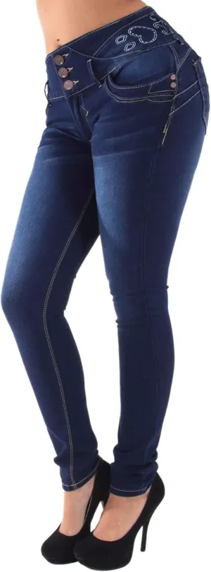 Plus/Junior Size Butt Lift Levanta Cola Mid Waist Fashion Skinny Denim Jeans