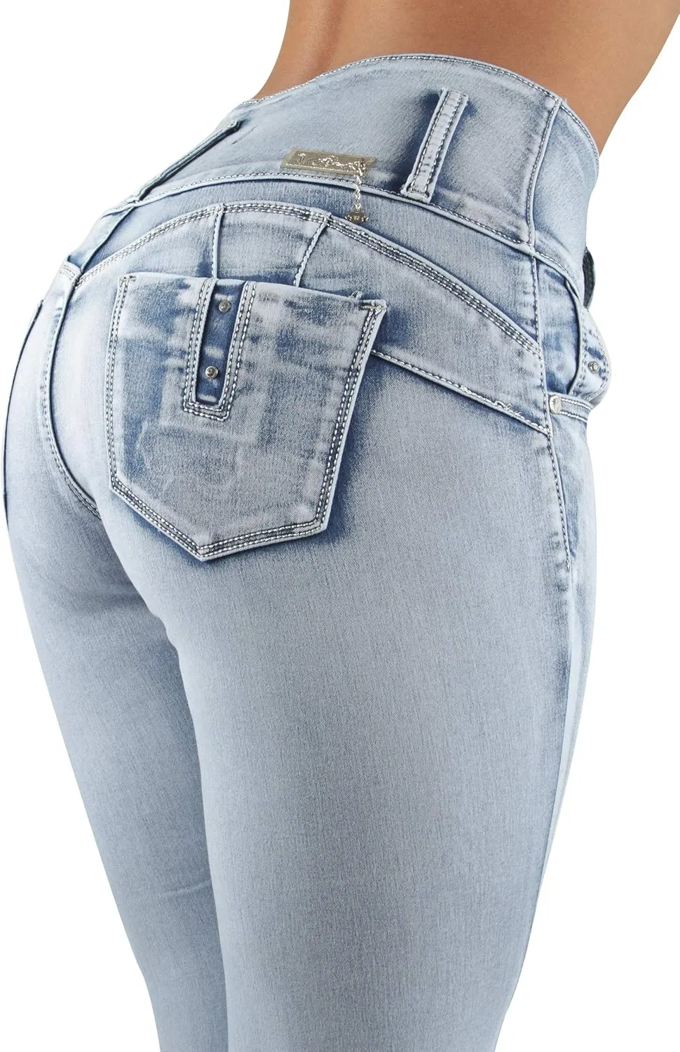 Plus/Junior Size Butt Lift Levanta Cola Mid Waist Fashion Skinny Denim Jeans