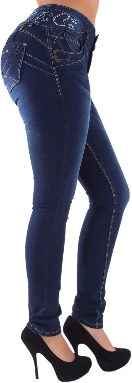 Plus/Junior Size Butt Lift Levanta Cola Mid Waist Fashion Skinny Denim Jeans