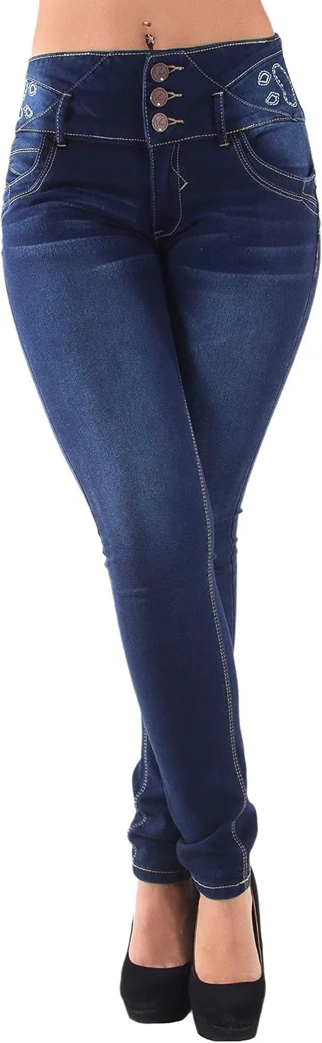 Plus/Junior Size Butt Lift Levanta Cola Mid Waist Fashion Skinny Denim Jeans