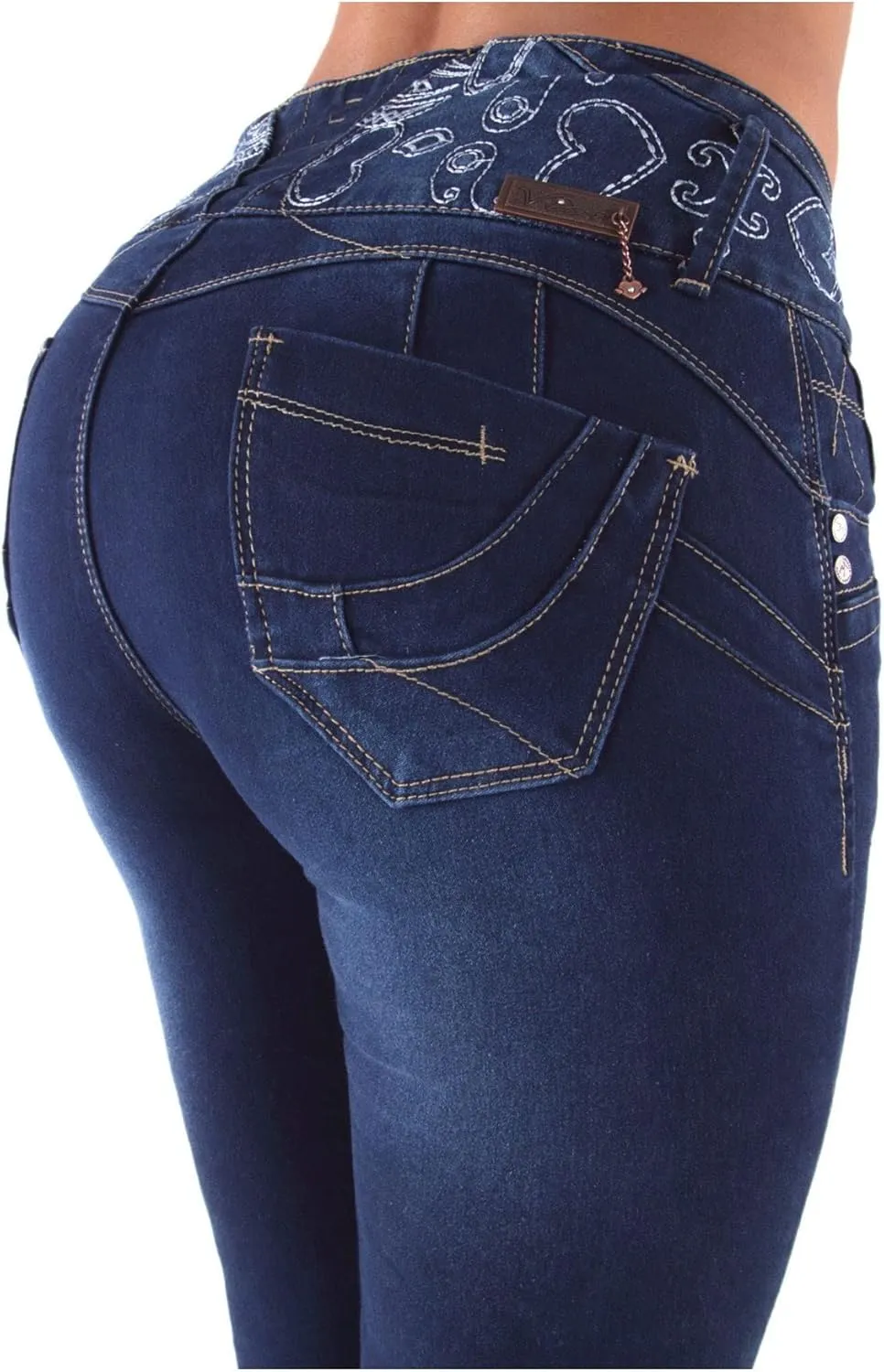 Plus/Junior Size Butt Lift Levanta Cola Mid Waist Fashion Skinny Denim Jeans