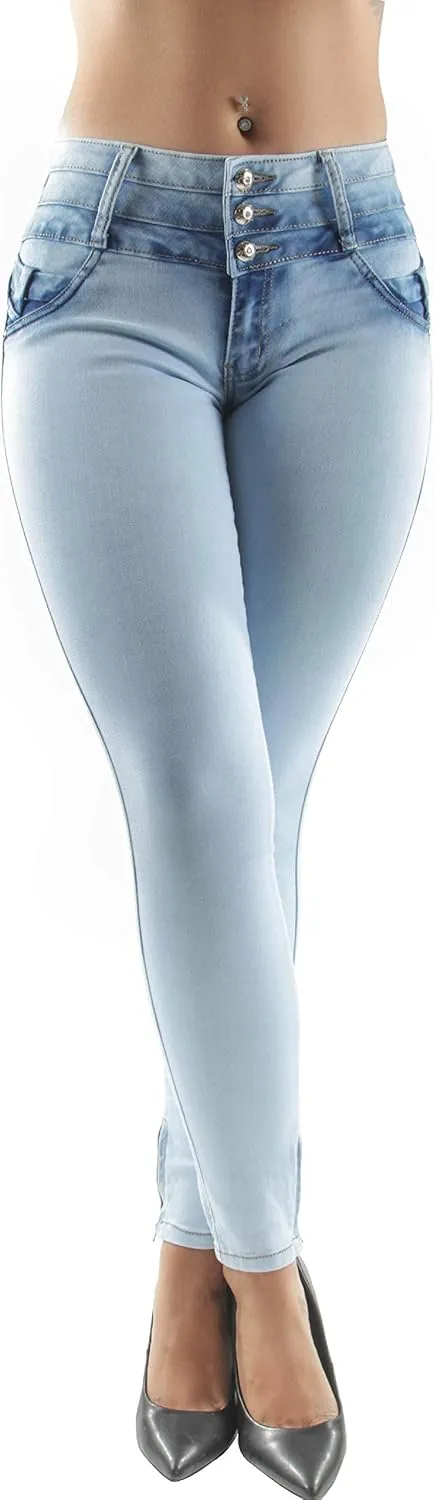 Plus/Junior Size Butt Lift Levanta Cola Mid Waist Fashion Skinny Denim Jeans