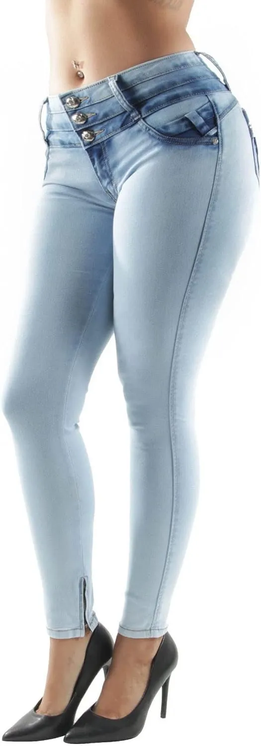 Plus/Junior Size Butt Lift Levanta Cola Mid Waist Fashion Skinny Denim Jeans