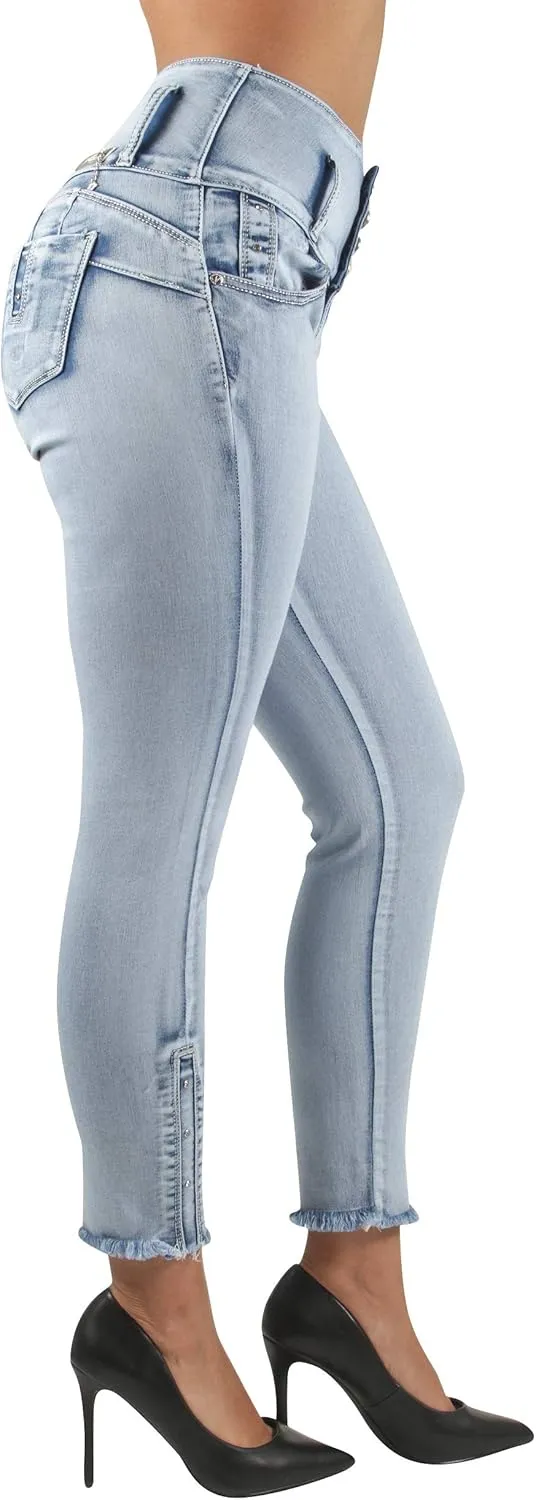 Plus/Junior Size Butt Lift Levanta Cola Mid Waist Fashion Skinny Denim Jeans