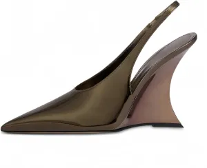 Pointed Toe Slingback Wedge Heels for Women – 4.1 Inch High Heels Pumps for Party Wedding Evening Dress