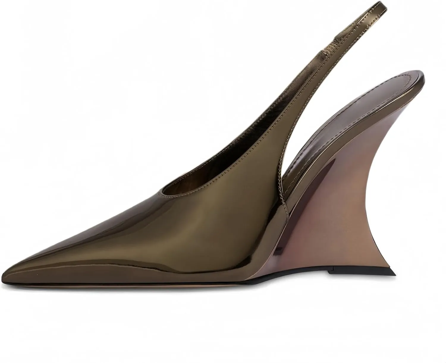 Pointed Toe Slingback Wedge Heels for Women – 4.1 Inch High Heels Pumps for Party Wedding Evening Dress