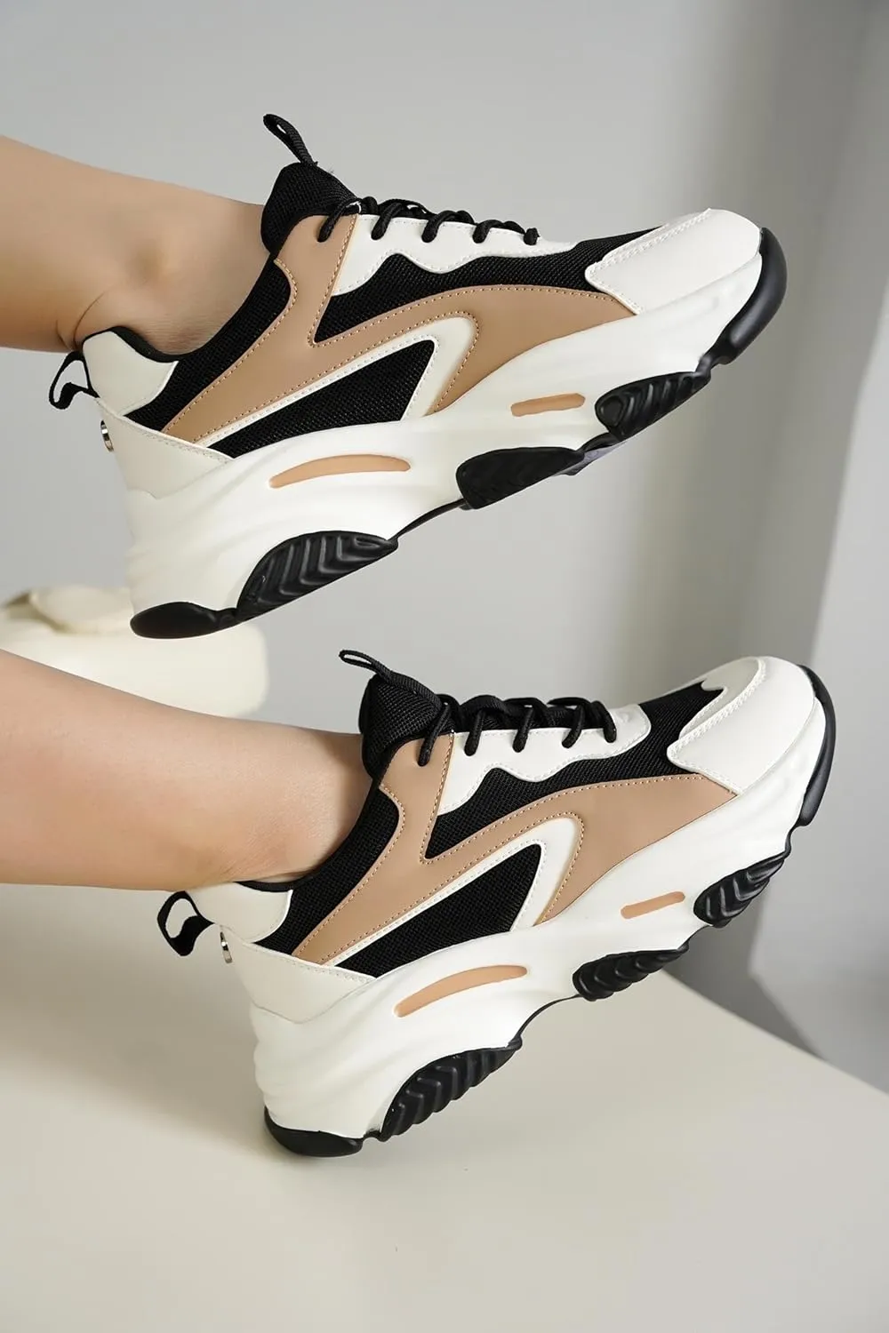 Project Cloud Chunky Platform Sneakers for Women - Comfortable Memory Foam Insole Shoes for Women Footwear - Lace-up Womens Shoes & Fashion Sneakers (Coco)