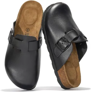 Project Cloud Genuine Leather Footbed Clogs for Women - Memory Foam Arch Support Slippers for Women - Trendy Slip-ons Women's Mules & Clogs Sandals (Benton)