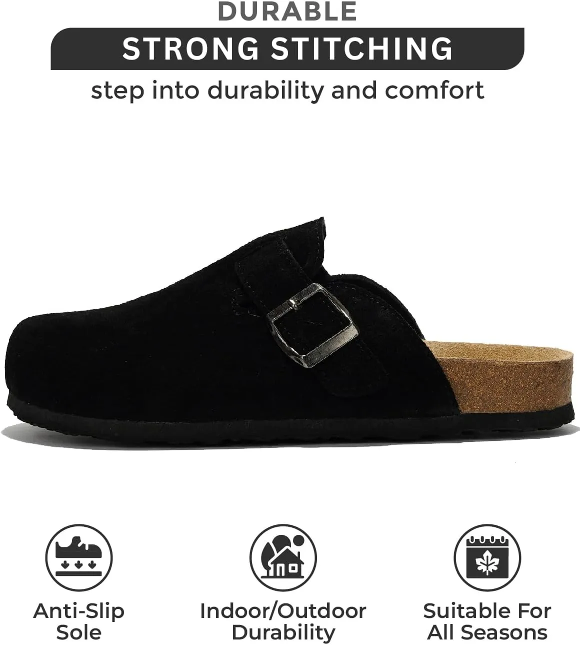 Project Cloud Genuine Leather Footbed Clogs for Women - Memory Foam Arch Support Slippers for Women - Trendy Slip-ons Women's Mules & Clogs Sandals (Benton)