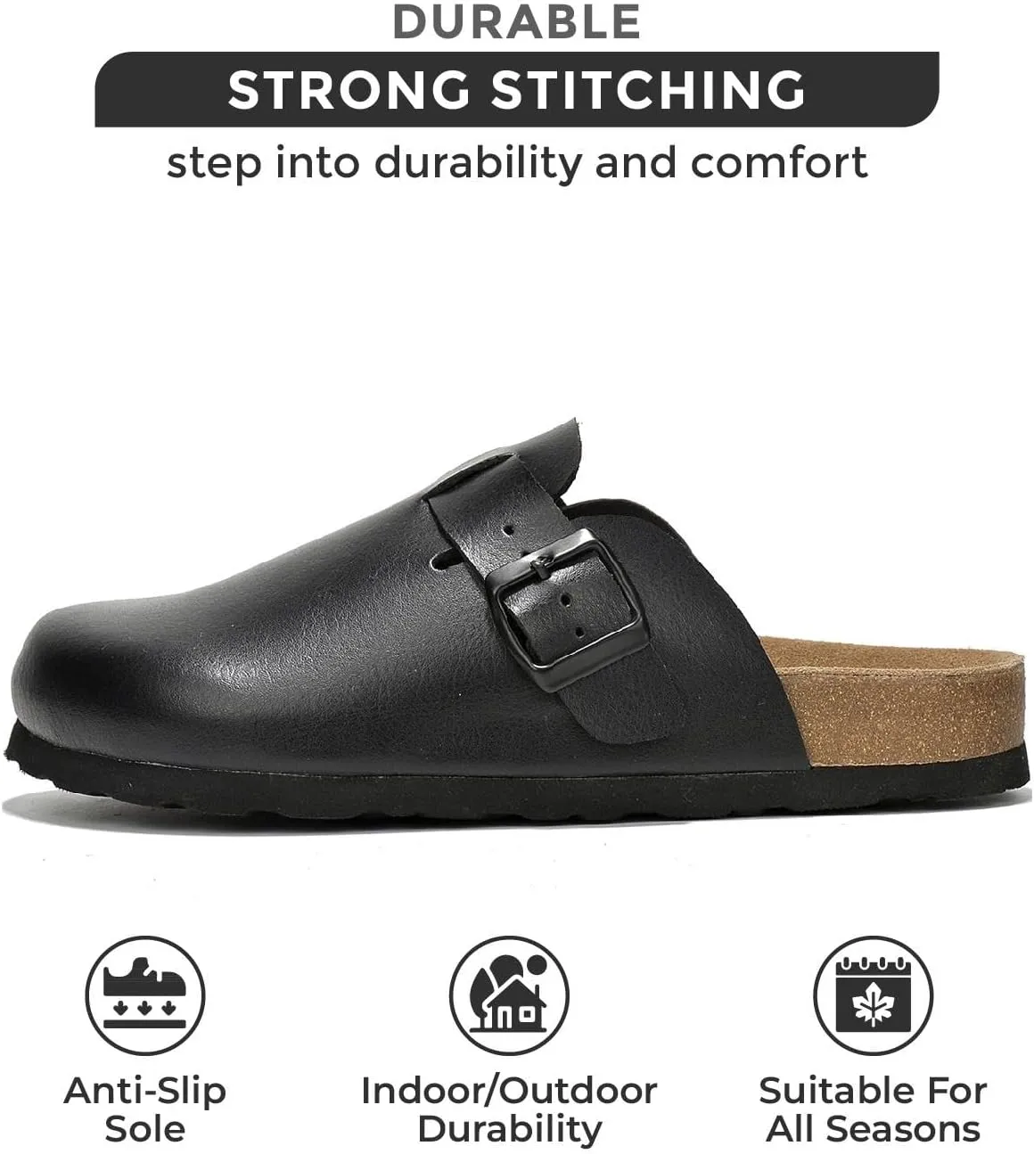 Project Cloud Genuine Leather Footbed Clogs for Women - Memory Foam Arch Support Slippers for Women - Trendy Slip-ons Women's Mules & Clogs Sandals (Benton)
