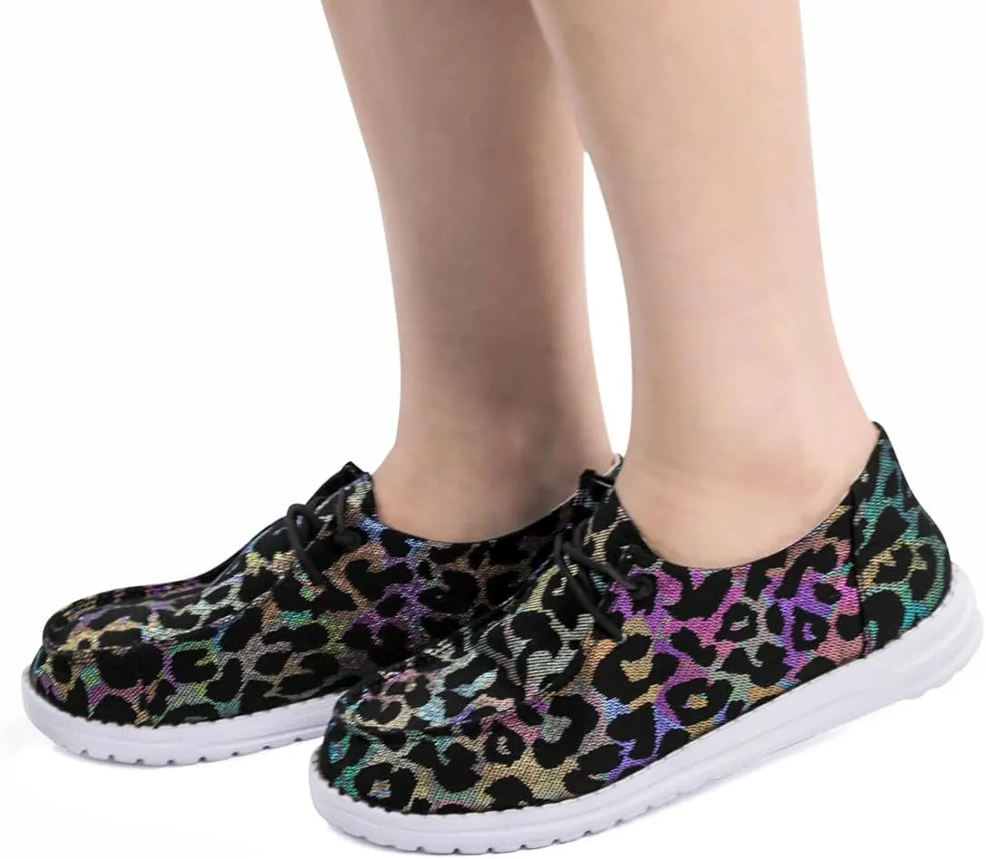 RACHAPE Cow Print Shoes Canvas Sneakers for Women Slip-Ons Flats Ladies Loafers