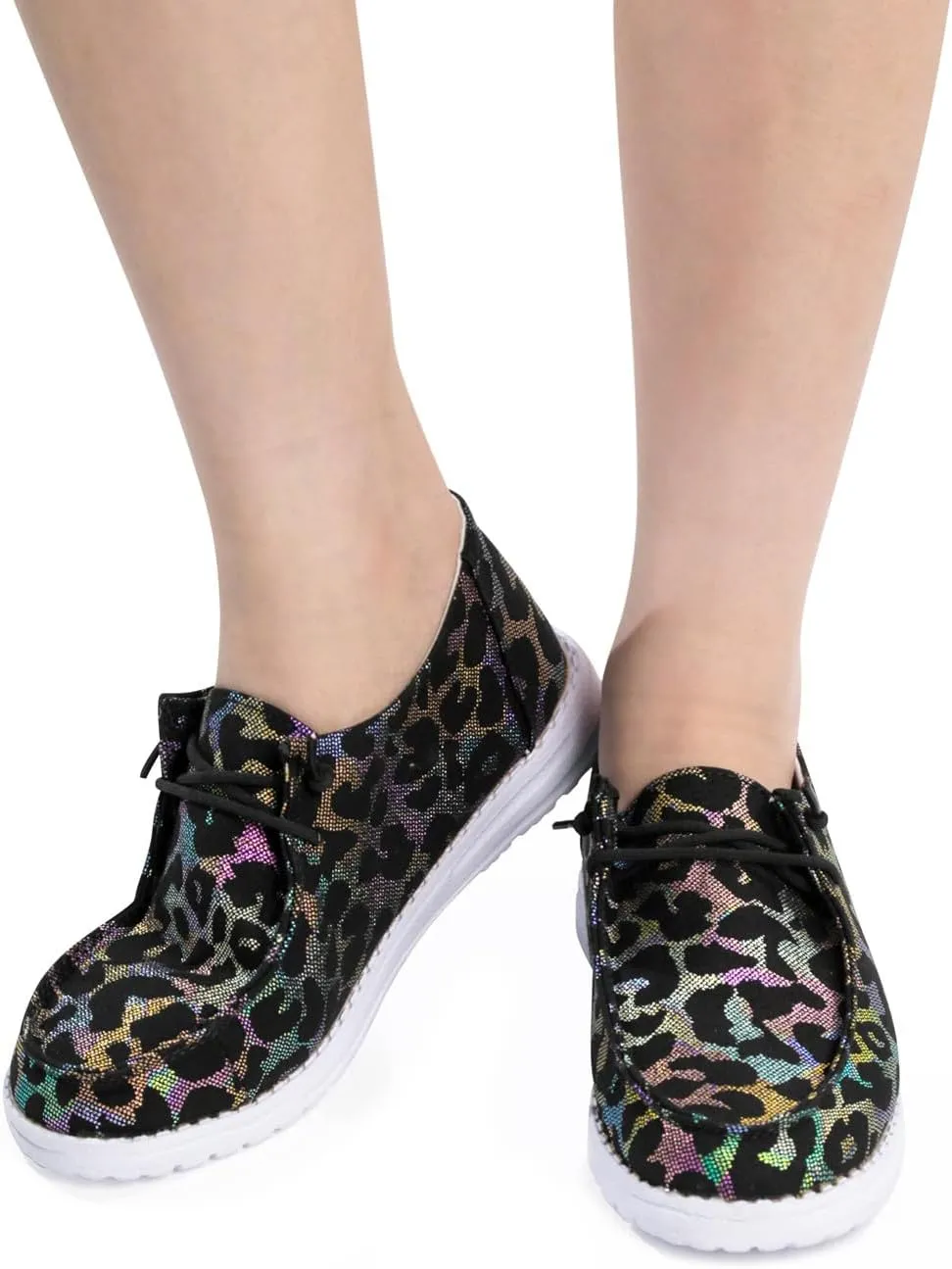RACHAPE Cow Print Shoes Canvas Sneakers for Women Slip-Ons Flats Ladies Loafers