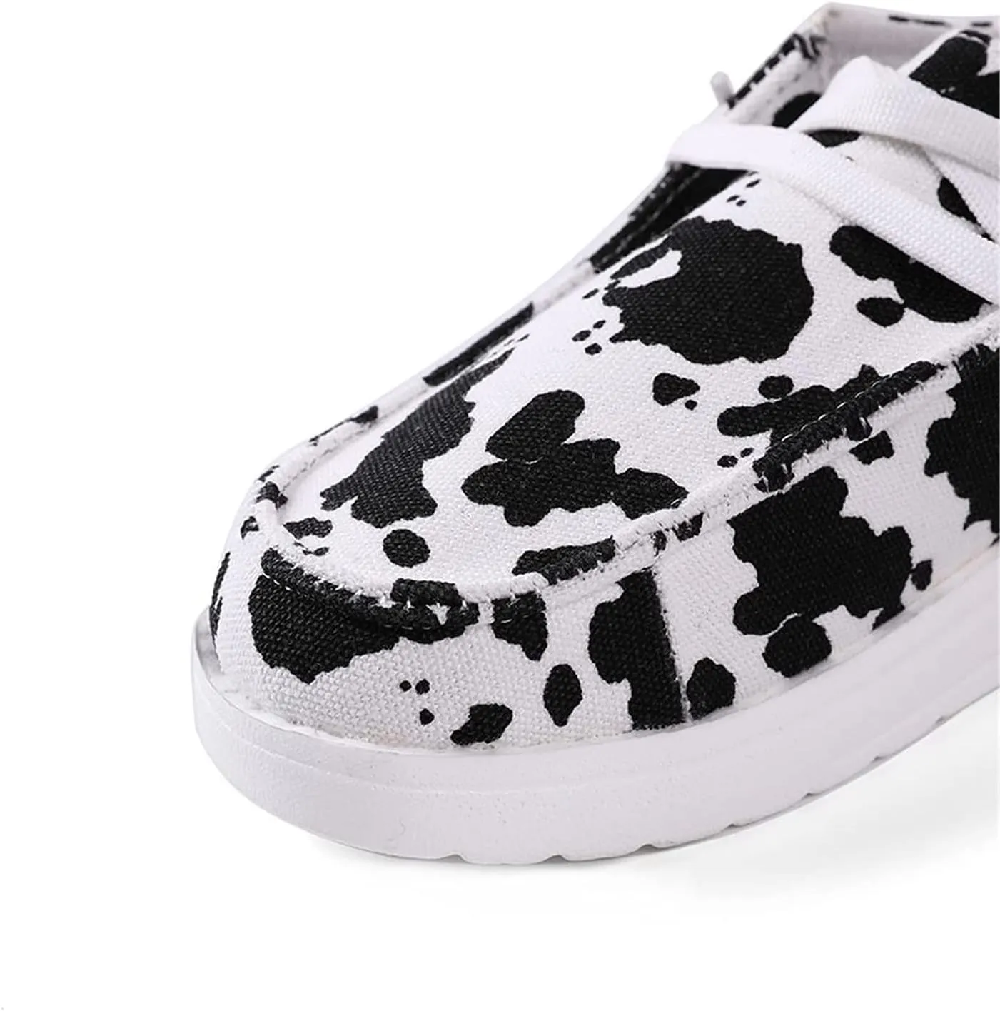 RACHAPE Cow Print Shoes Canvas Sneakers for Women Slip-Ons Flats Ladies Loafers