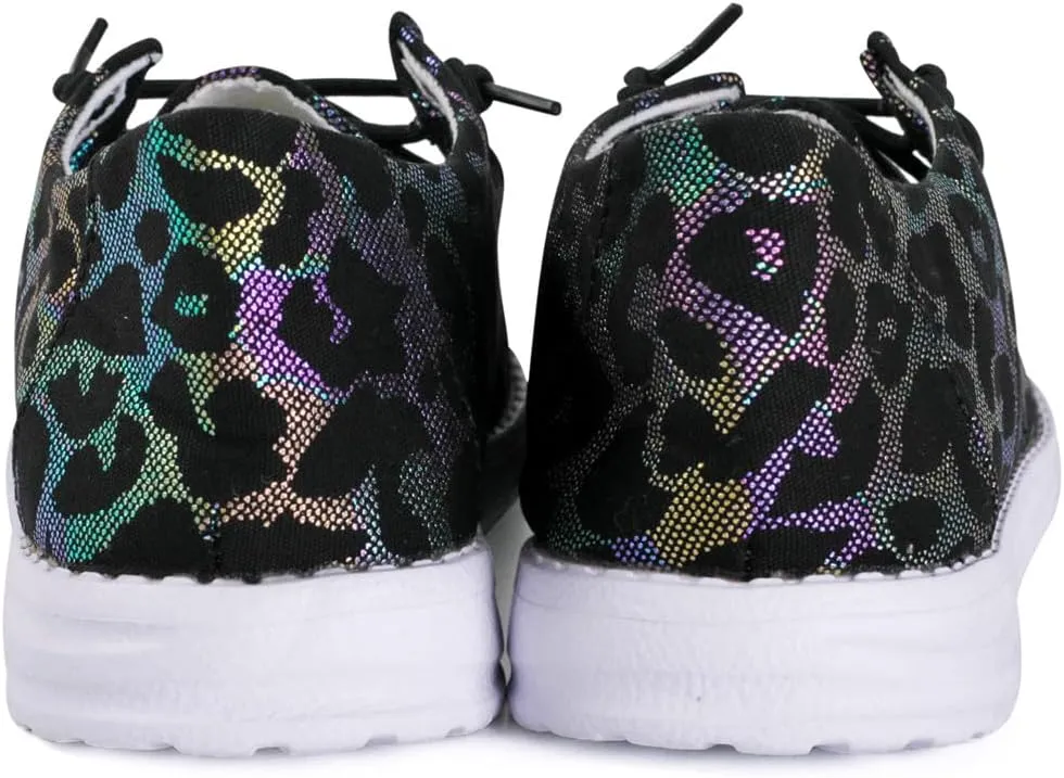 RACHAPE Cow Print Shoes Canvas Sneakers for Women Slip-Ons Flats Ladies Loafers