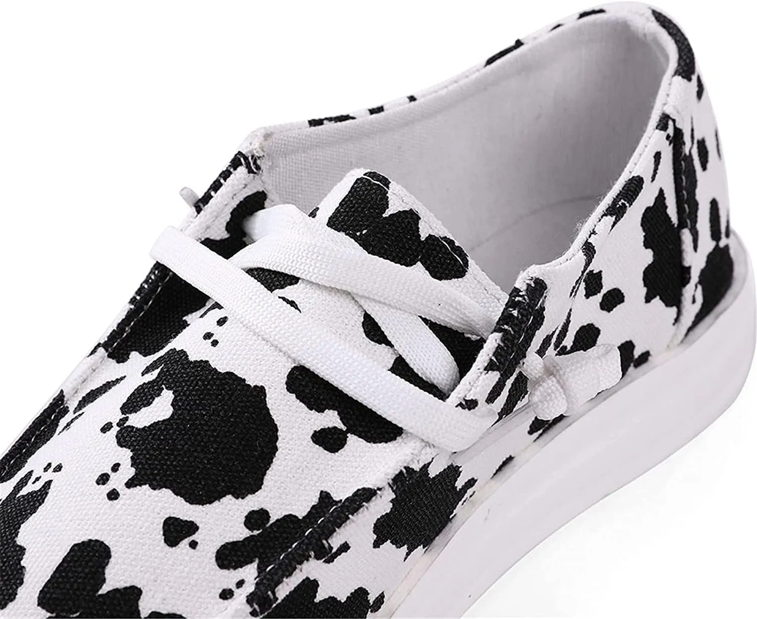 RACHAPE Cow Print Shoes Canvas Sneakers for Women Slip-Ons Flats Ladies Loafers