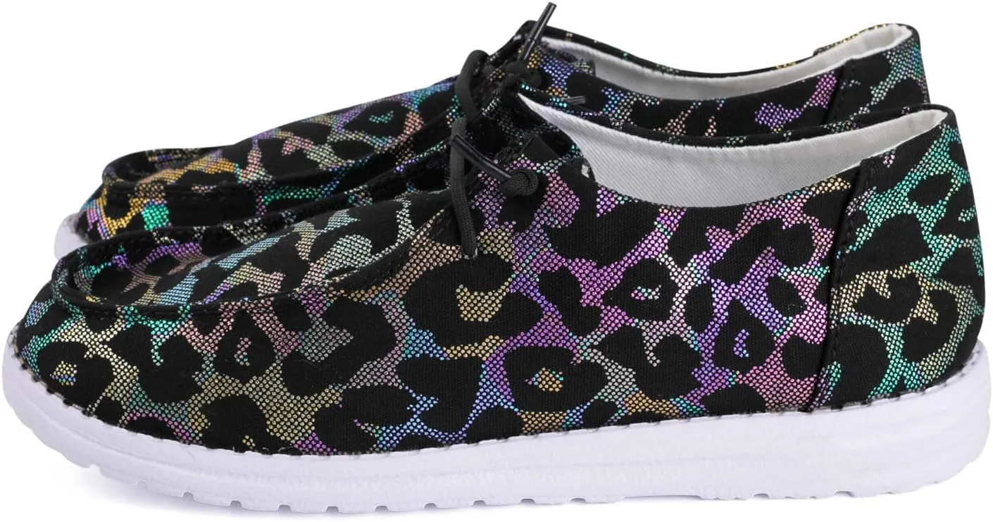 RACHAPE Cow Print Shoes Canvas Sneakers for Women Slip-Ons Flats Ladies Loafers