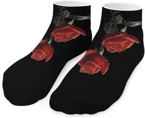 Red Roses Low Cut Ankle Socks Casual Liner Sock Pack Non Slip Invisible For Men Women