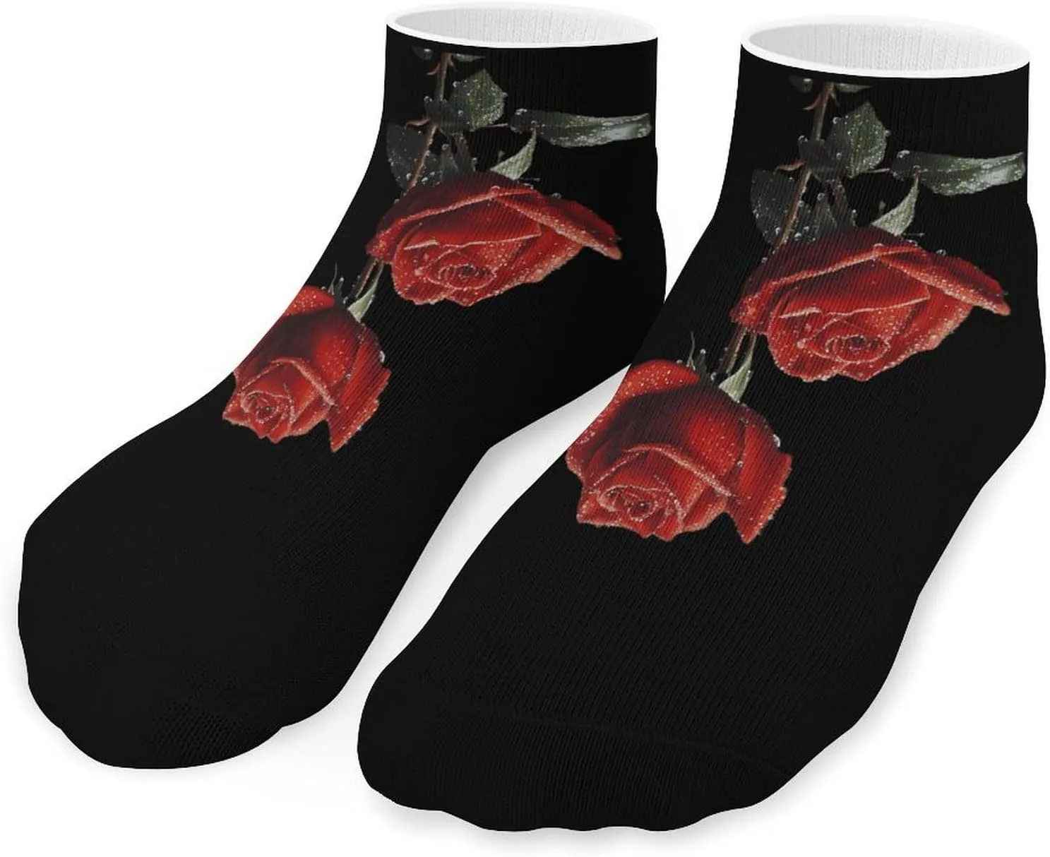 Red Roses Low Cut Ankle Socks Casual Liner Sock Pack Non Slip Invisible For Men Women