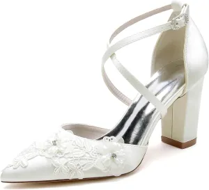 Roimaash Sweet Flower Wedding Strappy Sandals Open Toe Rhinetone Ankle Strap