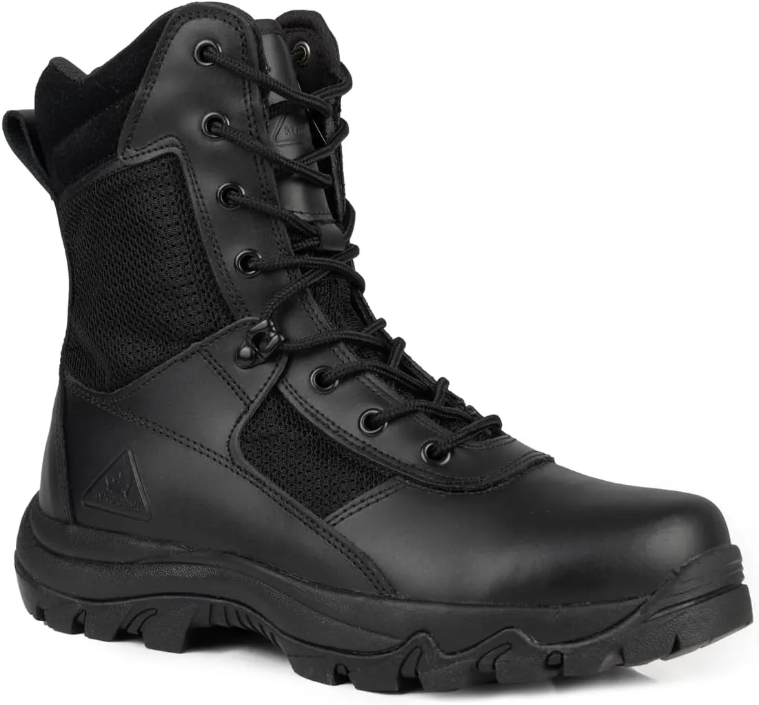 RYNO GEAR Men's Military & Tactical Boots, CoolMax Tactical Combat Military Durable Leather Work Utility Outdoor Hiking Assault Boots (Tan/Coyote/Black)