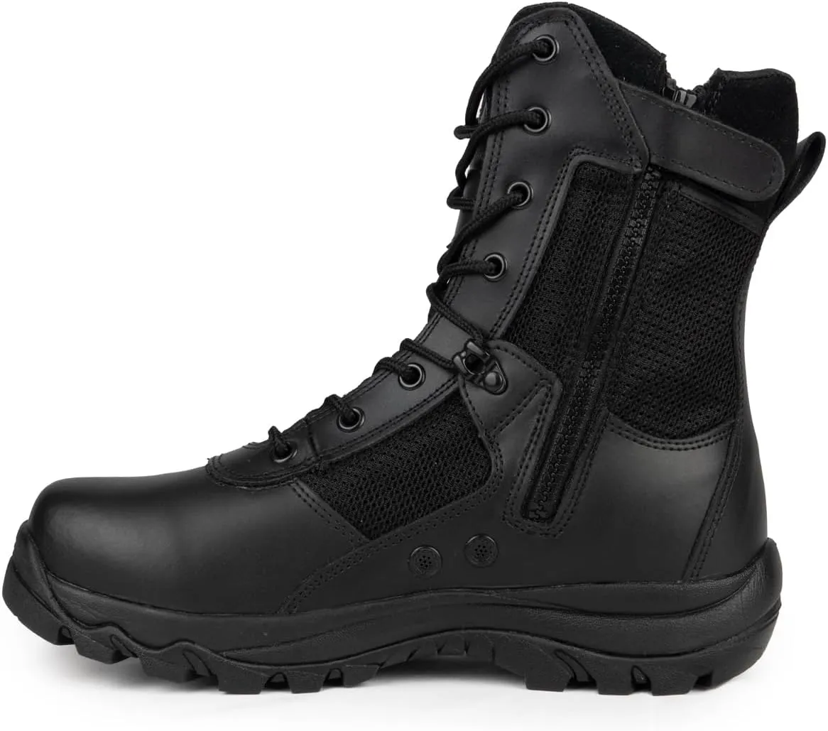 RYNO GEAR Men's Military & Tactical Boots, CoolMax Tactical Combat Military Durable Leather Work Utility Outdoor Hiking Assault Boots (Tan/Coyote/Black)