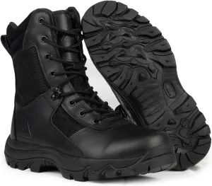 RYNO GEAR Men's Military & Tactical Boots, CoolMax Tactical Combat Military Durable Leather Work Utility Outdoor Hiking Assault Boots (Tan/Coyote/Black)