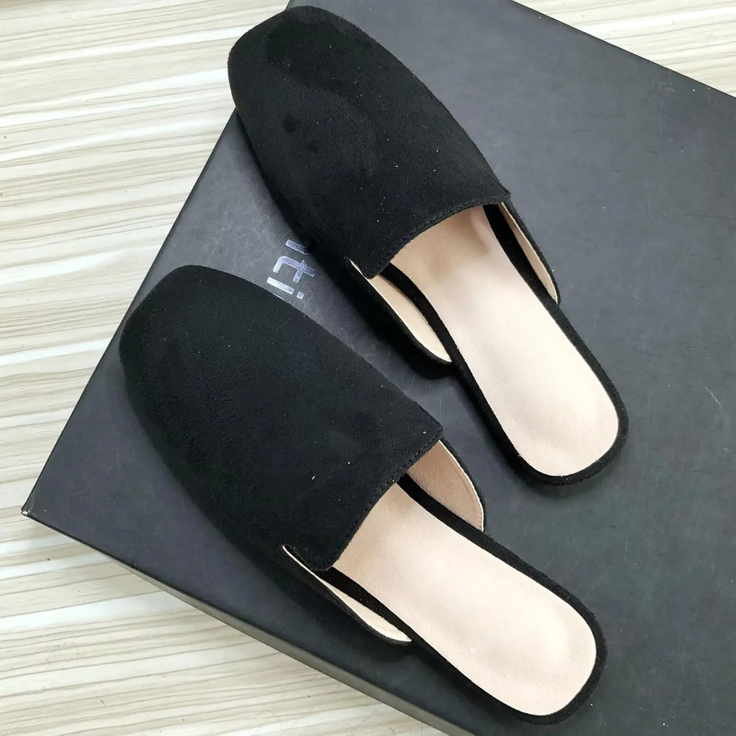 SAILING LU Square Toe Mules for Women Casual Backless Shoes Solid Color Flat Slip ons Comfort Summer Sandals