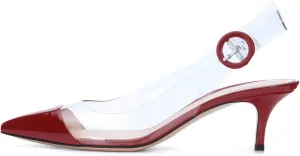 SAMMITOP Women's Clear Ankle Strappy Transparent Slingback Mid Kitten Heels 2.5'' Pointed Toe PVC Dress Sandals Shoes with Buckle