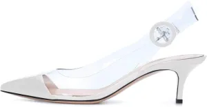 SAMMITOP Women's Clear Ankle Strappy Transparent Slingback Mid Kitten Heels 2.5'' Pointed Toe PVC Dress Sandals Shoes with Buckle
