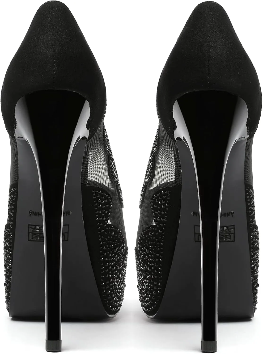 SAMMITOP Women's High Heels Platform Sandals Rhinestones Peep Toe Pumps Lace Flower Slingback Hollow Sexy Dress Stilettos Shoes for Wedding Party