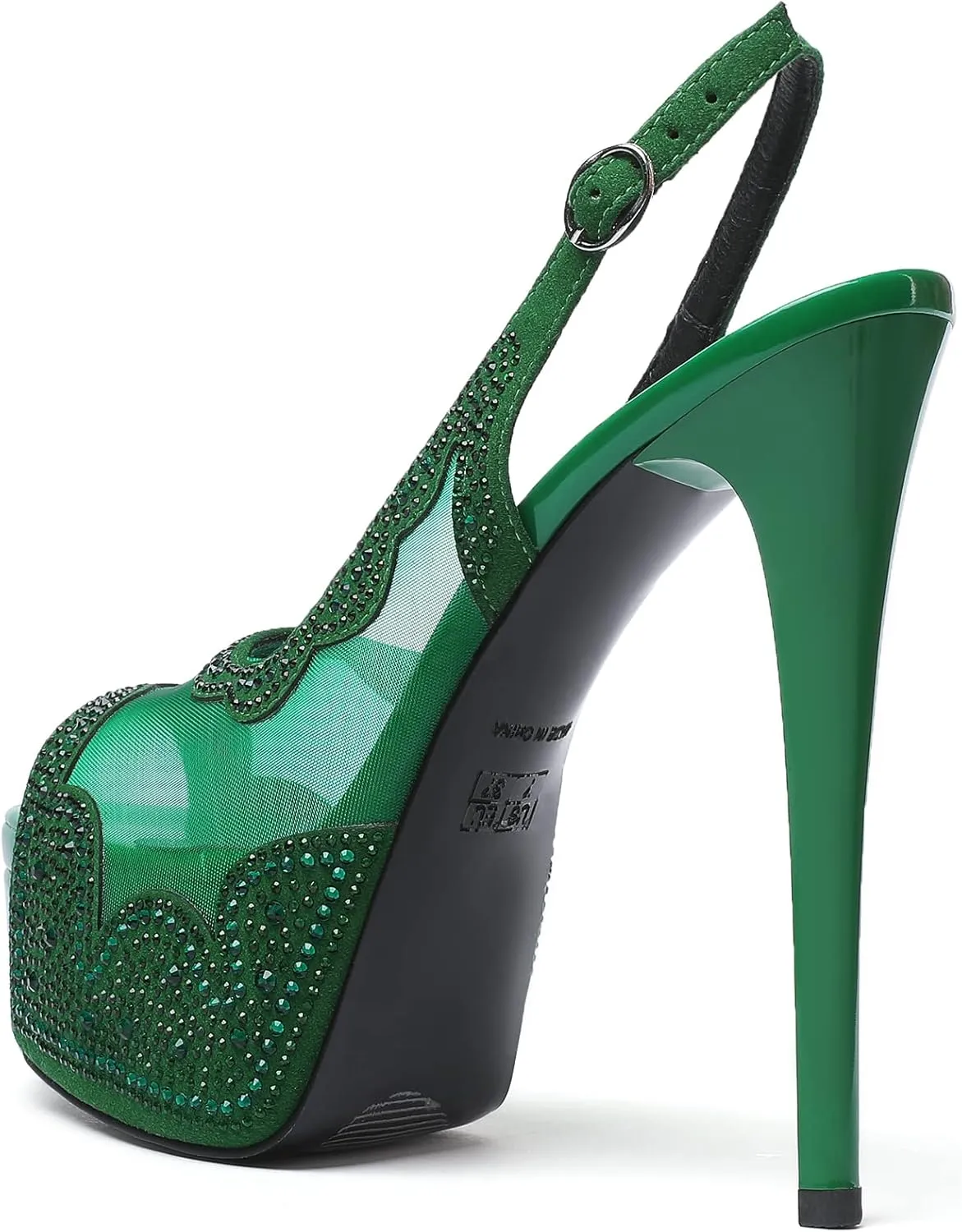 SAMMITOP Women's High Heels Platform Sandals Rhinestones Peep Toe Pumps Lace Flower Slingback Hollow Sexy Dress Stilettos Shoes for Wedding Party