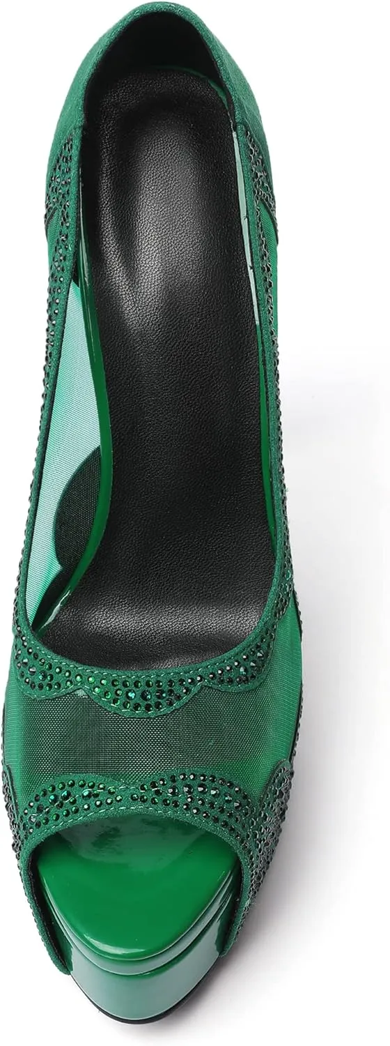 SAMMITOP Women's Peep Toe Pumps Platform High Heel Sandals Dress Shoes
