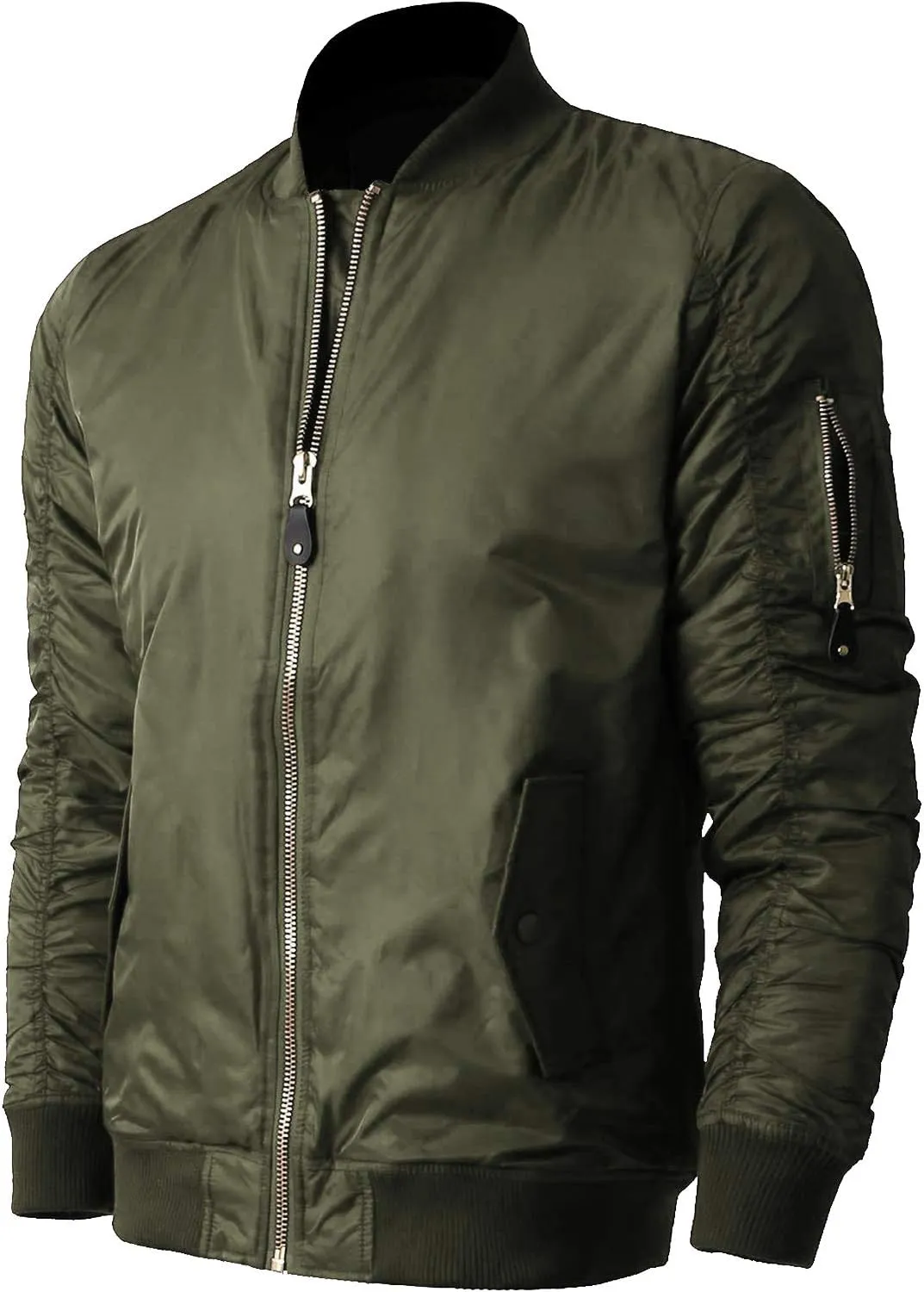 Shaka Wear Men's Flight Jackets – Casual MA-1 Bomber Coat Windbreaker Full Zip Fully Lined Regular and Bigs S~3XL