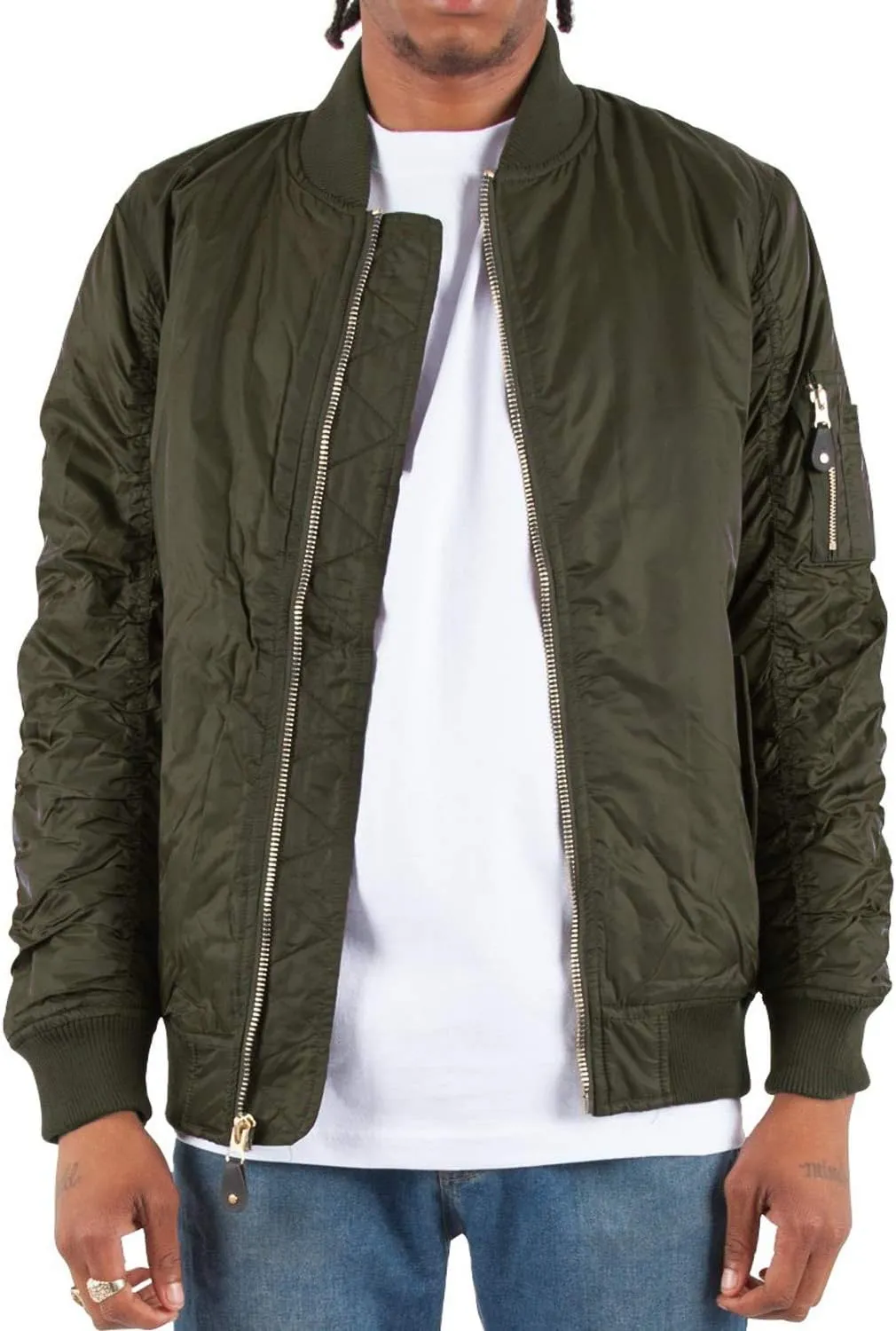 Shaka Wear Men's Flight Jackets – Casual MA-1 Bomber Coat Windbreaker Full Zip Fully Lined Regular and Bigs S~3XL
